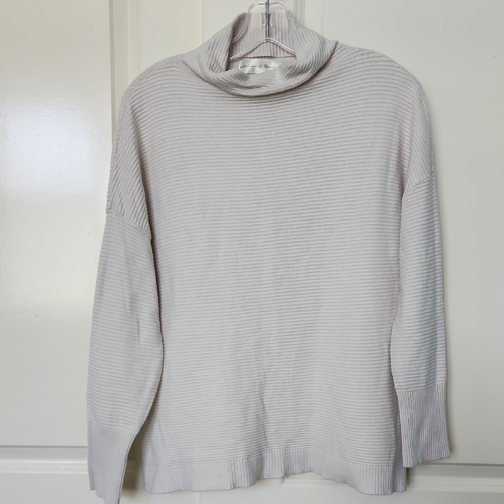 Chelsea & Theodore Ribbed Cream Turtleneck Sweater